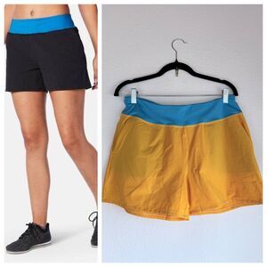 NEW Cotopaxi Women's Vamos Hybrid Pull-On Shorts in Marigold Yellow & Sky Blue S